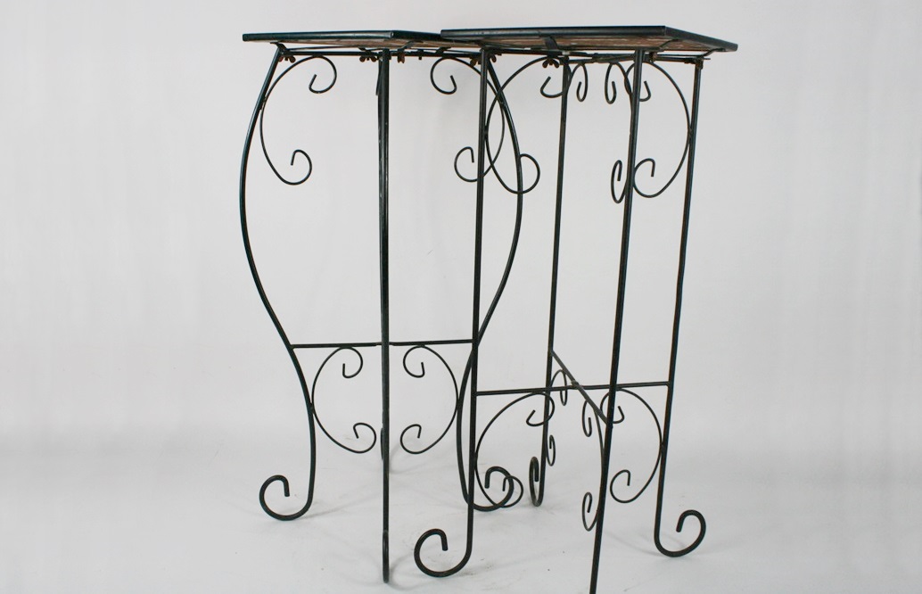 Wrought Iron Plant Stands with Tile Top EBTH